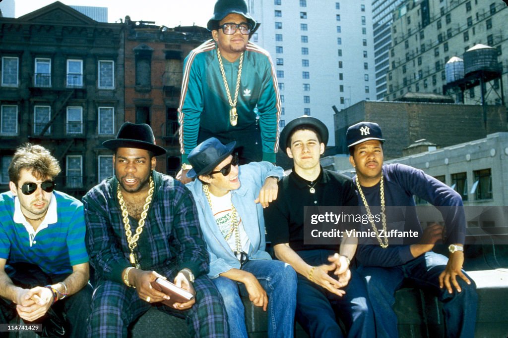 Run DMC and The Beastie Boys on a rooftop in Hell's Kitchen, NYC announcing a Co-headlining tour in the summer of 1985