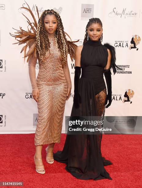 Chloe x Halle arrive at the WACO Theater Center's 3rd Annual Wearable Art Gala at The Barker Hangar at Santa Monica Airport on June 1, 2019 in Santa...