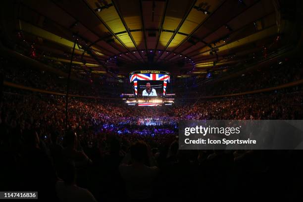 General View of the ring and the inside of Madison Square Garden during the British National Anthem prior to the World Heavyweight Championship fight...