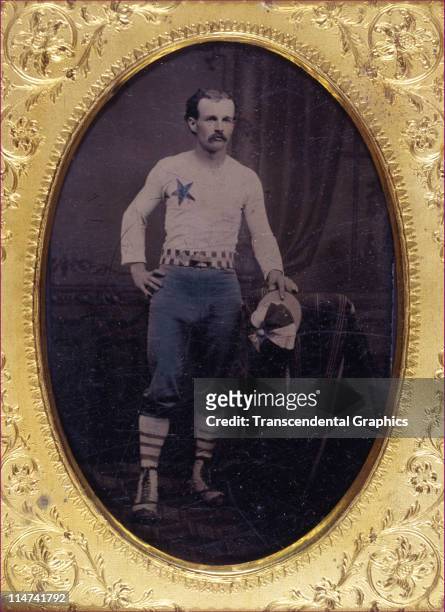 Frank 'Silver' Flint poses for a tintype photo in his Star Base Ball Club uniform in Covington, Kentucky, 1879.
