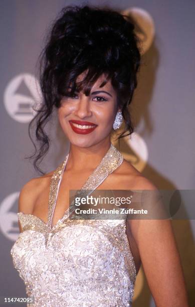 Selena in the press room at the 1994 Grammy Awards in New York City, New York