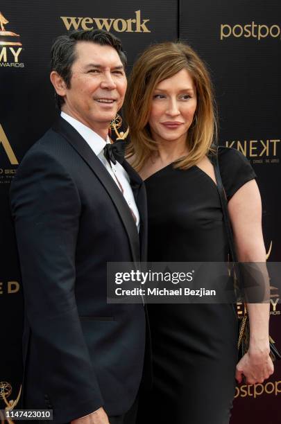 Lou Diamond Phillips and Yvonne Boismier Phillips attend the Entertainment Studios Daytime Emmys 2019 on May 05, 2019 in Pasadena, California.