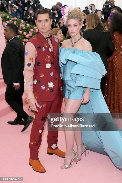 Cole Sprouse and Lily Reinhart attend The 2019 Met Gala Celebrating Camp: Notes on Fashion at Metropolitan Museum of Art on May 06, 2019 in New York...