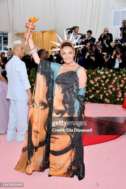 Diane von Furstenberg attends The 2019 Met Gala Celebrating Camp: Notes on Fashion at Metropolitan Museum of Art on May 06, 2019 in New York City.