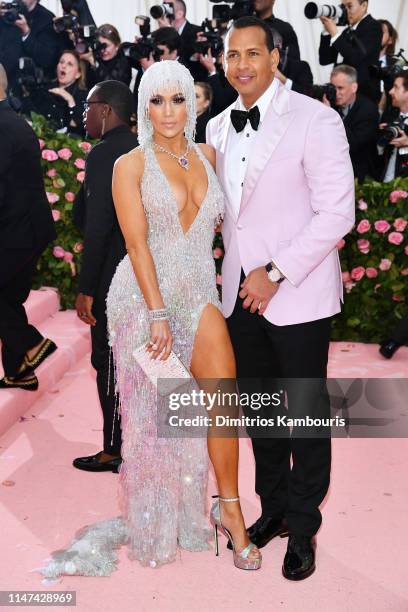 Jennifer Lopez and Alex Rodriguez attend The 2019 Met Gala Celebrating Camp: Notes on Fashion at Metropolitan Museum of Art on May 06, 2019 in New...
