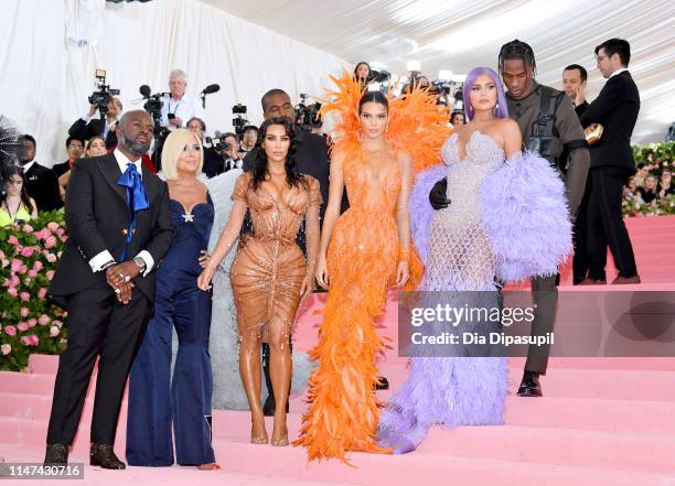 Corey Gamble, Kris Jenner, Kanye West, Kim Kardashian West, Kendall Jenner, Kylie Jenner and Travis Scott attend The 2019 Met Gala Celebrating Camp:...