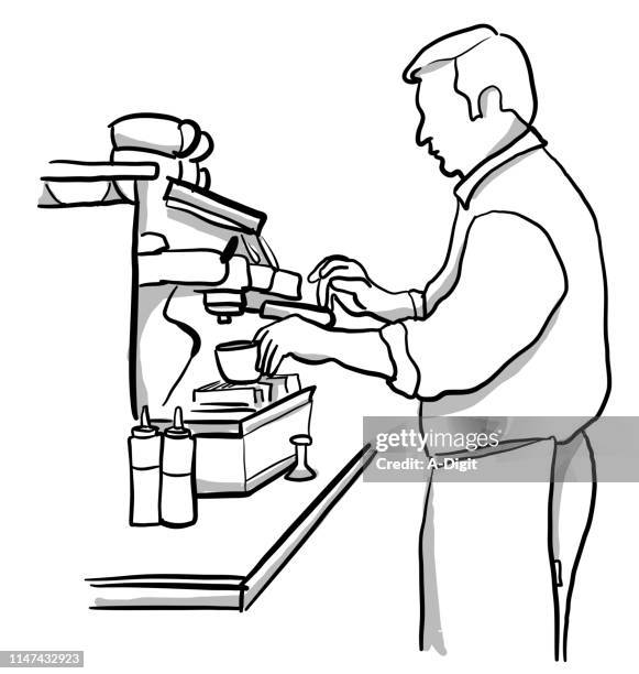 best espresso coffee in town - coffee shop stock illustrations