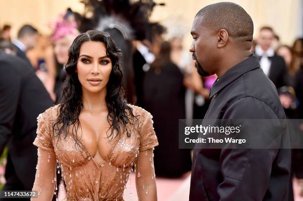 Kim Kardashian West and Kanye West attend The 2019 Met Gala Celebrating Camp: Notes on Fashion at Metropolitan Museum of Art on May 06, 2019 in New...