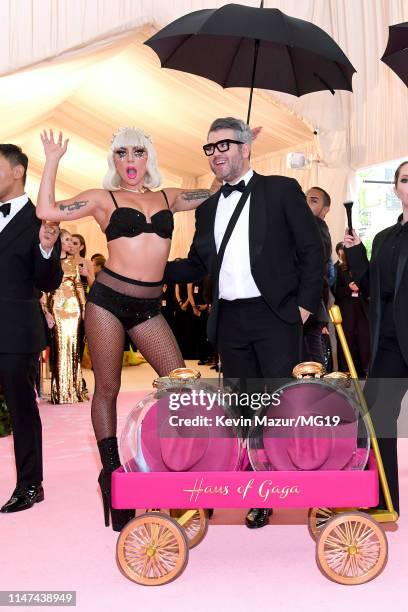 Lady Gaga and Brandon Maxwell attend The 2019 Met Gala Celebrating Camp: Notes on Fashion at Metropolitan Museum of Art on May 06, 2019 in New York...