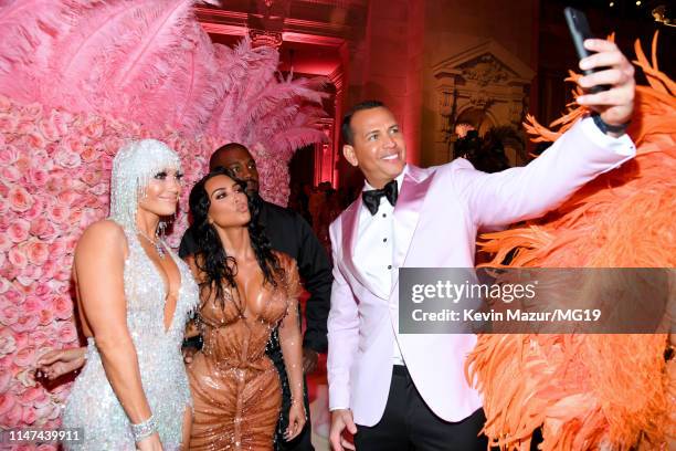 Jennifer Lopez, Kim Kardashian West, Kanye West, and Alex Rodriguez attend The 2019 Met Gala Celebrating Camp: Notes on Fashion at Metropolitan...