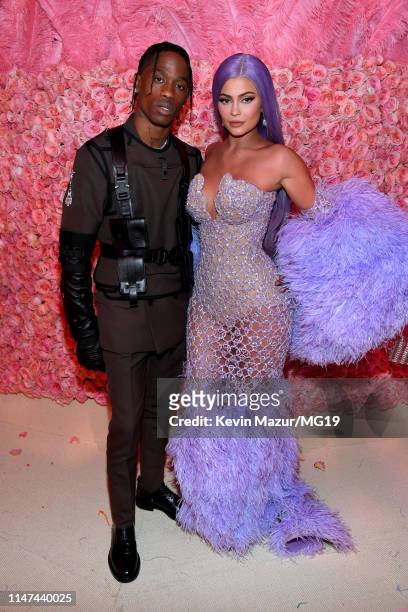 Travis Scott and Kylie Jenner attends The 2019 Met Gala Celebrating Camp: Notes on Fashion at Metropolitan Museum of Art on May 06, 2019 in New York...