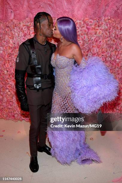 Travis Scott and Kylie Jenner attends The 2019 Met Gala Celebrating Camp: Notes on Fashion at Metropolitan Museum of Art on May 06, 2019 in New York...