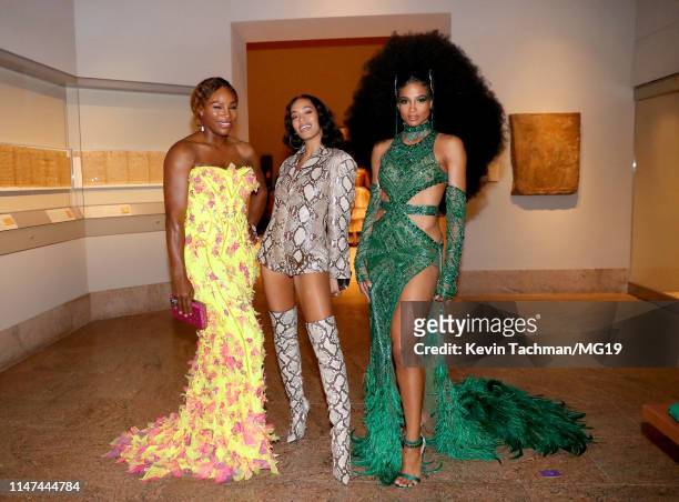 Serena Williams, Solange Knowles and Ciara attend The 2019 Met Gala Celebrating Camp: Notes on Fashion at Metropolitan Museum of Art on May 06, 2019...