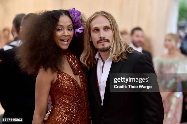 Zoe Saldana and Marco Perego attends The 2019 Met Gala Celebrating Camp: Notes on Fashion at Metropolitan Museum of Art on May 06, 2019 in New York...