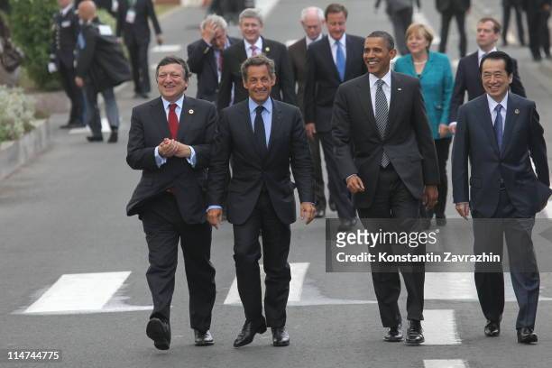 Comission President Jose Manuel Baroso, French President Nicolas Sarkozy, U.S. President Barack Obama and Japanese Prime Minister Naoto Kan are seen...