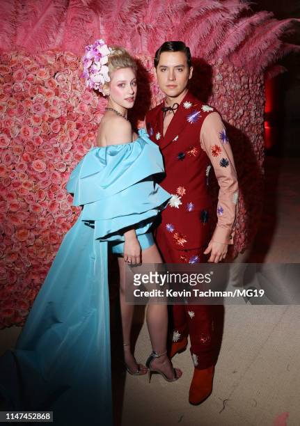 Lili Reinhart and Cole Sprouse attend The 2019 Met Gala Celebrating Camp: Notes on Fashion at Metropolitan Museum of Art on May 06, 2019 in New York...