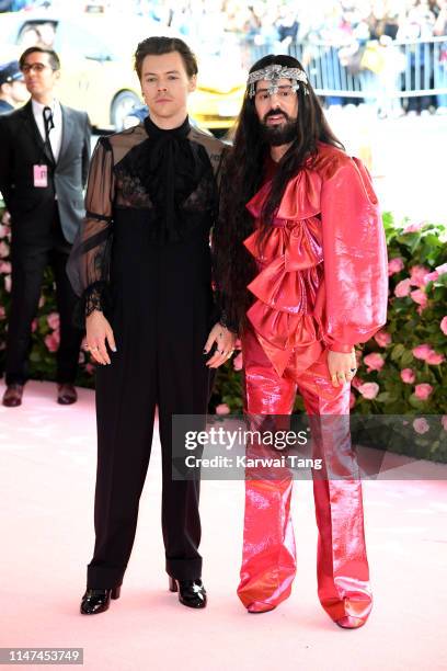 Harry Styles and Alessandro Michele attend The 2019 Met Gala Celebrating Camp: Notes On Fashion at The Metropolitan Museum of Art on May 06, 2019 in...