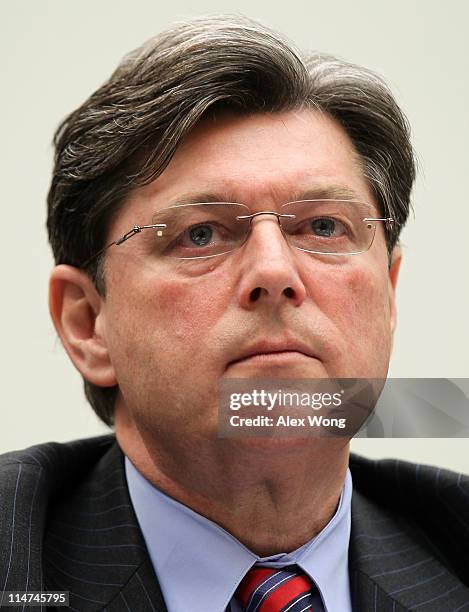 President and CEO of the Rural Cellular Association Steven Berry listens during a hearing before the Intellectual Property, Competition and the...