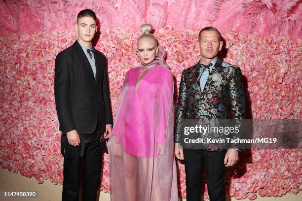 Hero Fiennes Tiffin, Pom Klementieff and Paul Andrew attend The 2019 Met Gala Celebrating Camp: Notes on Fashion at Metropolitan Museum of Art on May...