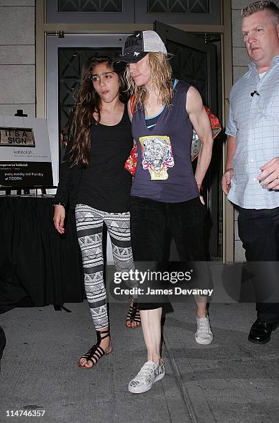 Lourdes Leon and singer Madonna visit the Kabbalah Center in Manhattan on August 1, 2008 in New York City.