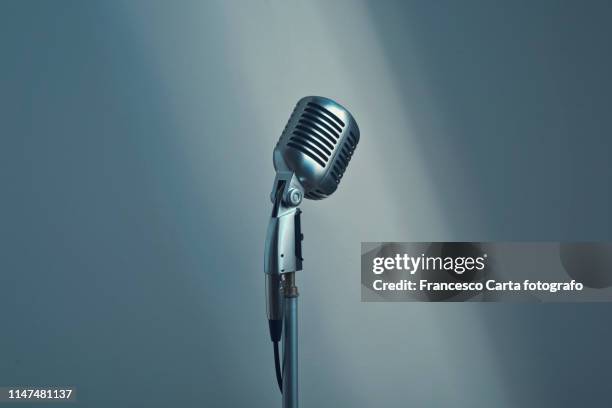vintage microphone - microphone stock pictures, royalty-free photos & images