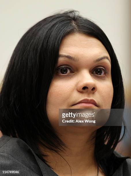 Communications policy counsel at the Consumers Union Parul Desai listens during a hearing before the Intellectual Property, Competition and the...