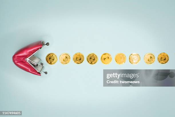 money saving concept image. - red purse stock pictures, royalty-free photos & images