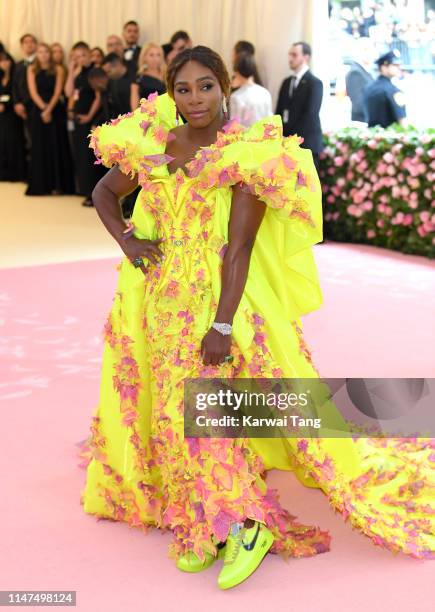 Serena Williams arrives for the 2019 Met Gala celebrating Camp: Notes on Fashion at The Metropolitan Museum of Art on May 06, 2019 in New York City.