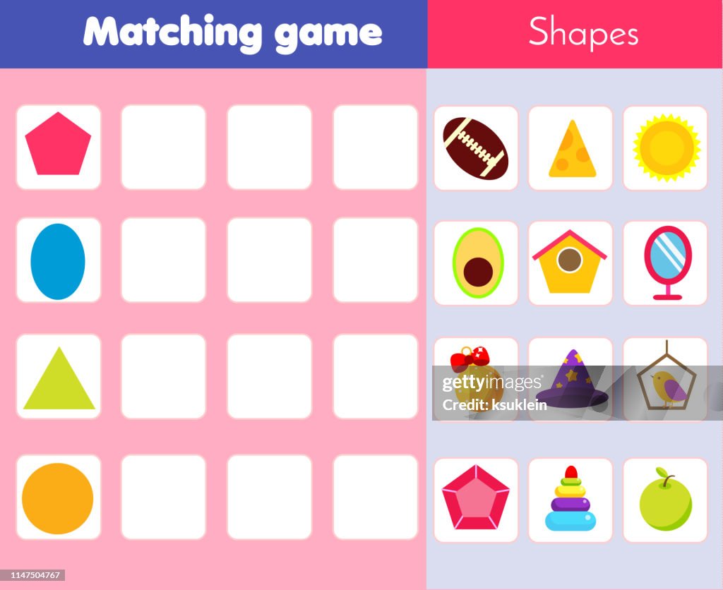 Matching Children Educational Game Match Objects With Geometric Shapes ...