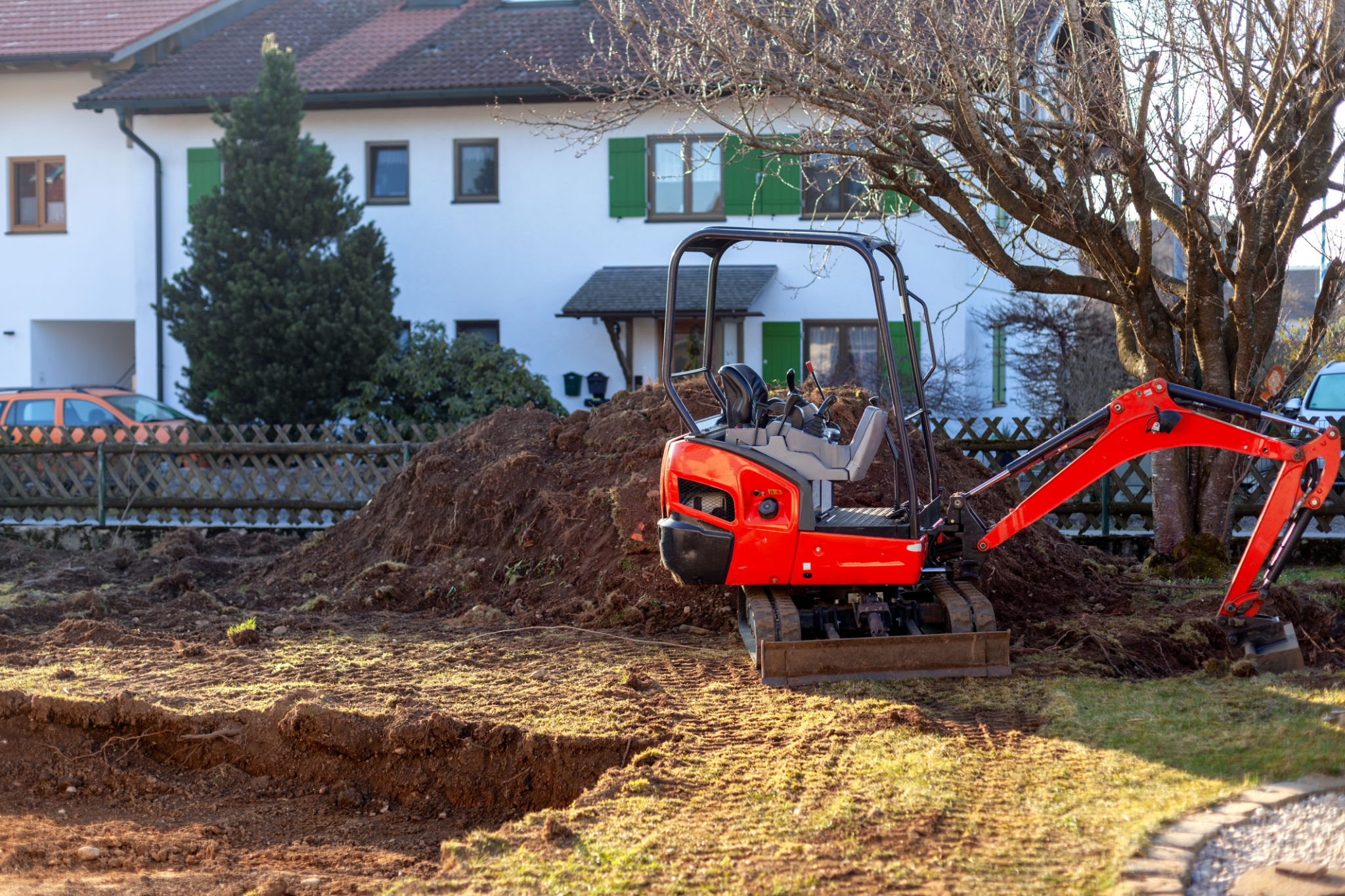 mini excavator garden