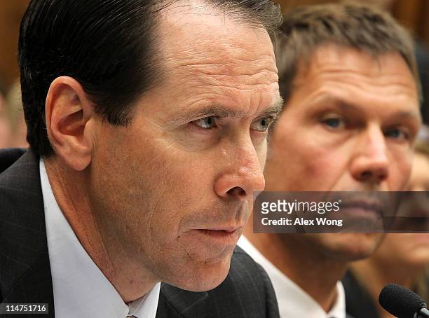 Chairman, CEO and president of AT&T Randall Stephenson and CEO of Deutsche Telekom AG Rene Obermann testify during a hearing before the Intellectual...