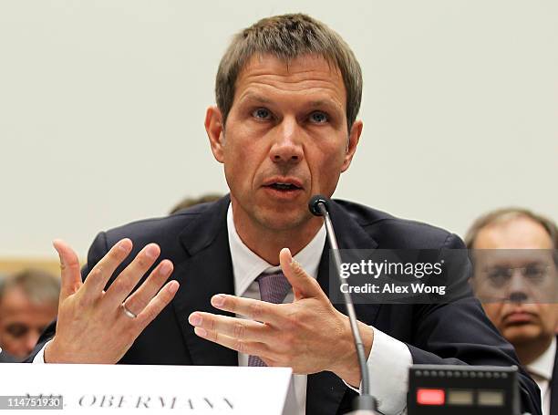 Of Deutsche Telekom AG Rene Obermann testifies during a hearing before the Intellectual Property, Competition and the Internet Subcommittee of the...