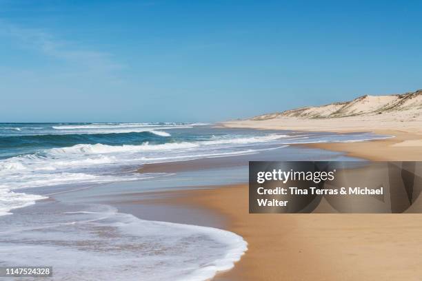 empty beach on the atlantic coast in france. - france beach stock pictures, royalty-free photos & images