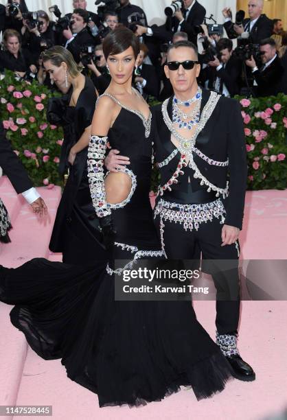 Bella Hadid and Jeremy Scott arrive for the 2019 Met Gala celebrating Camp: Notes on Fashion at The Metropolitan Museum of Art on May 06, 2019 in New...