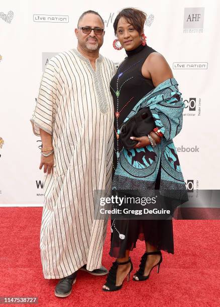 Winston Burns and Wendy Burns arrive at the WACO Theater Center's 3rd Annual Wearable Art Gala at The Barker Hangar at Santa Monica Airport on June...
