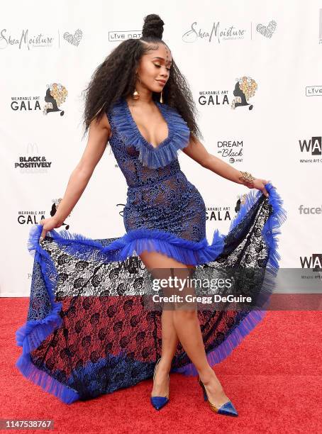 Saweetie arrives at the WACO Theater Center's 3rd Annual Wearable Art Gala at The Barker Hangar at Santa Monica Airport on June 1, 2019 in Santa...