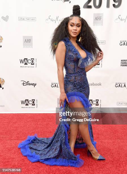 Saweetie arrives at the WACO Theater Center's 3rd Annual Wearable Art Gala at The Barker Hangar at Santa Monica Airport on June 1, 2019 in Santa...