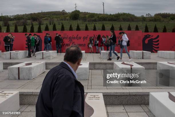 School students tour the memorial site of KLA leader Adem Jashari, on May 4, 2019 in Prekaz, Kosovo. During an operation a Special Anti-Terrorism...