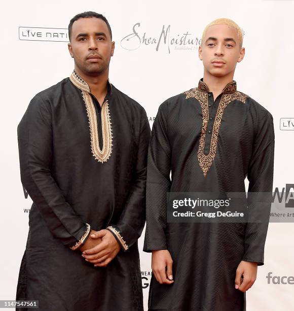 Daniel Smith and Juelz Smith arrive at the WACO Theater Center's 3rd Annual Wearable Art Gala at The Barker Hangar at Santa Monica Airport on June 1,...