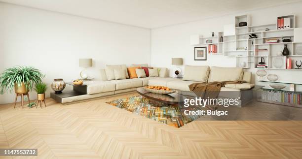 modern living room - ultra high definition television stock pictures, royalty-free photos & images