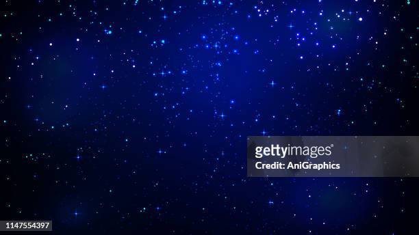 illustrations, cliparts, dessins animés et icônes de ciel étoilé de nuit brillant, fond bleu d’espace avec des étoiles, fond de cosmos - ciel étoilé