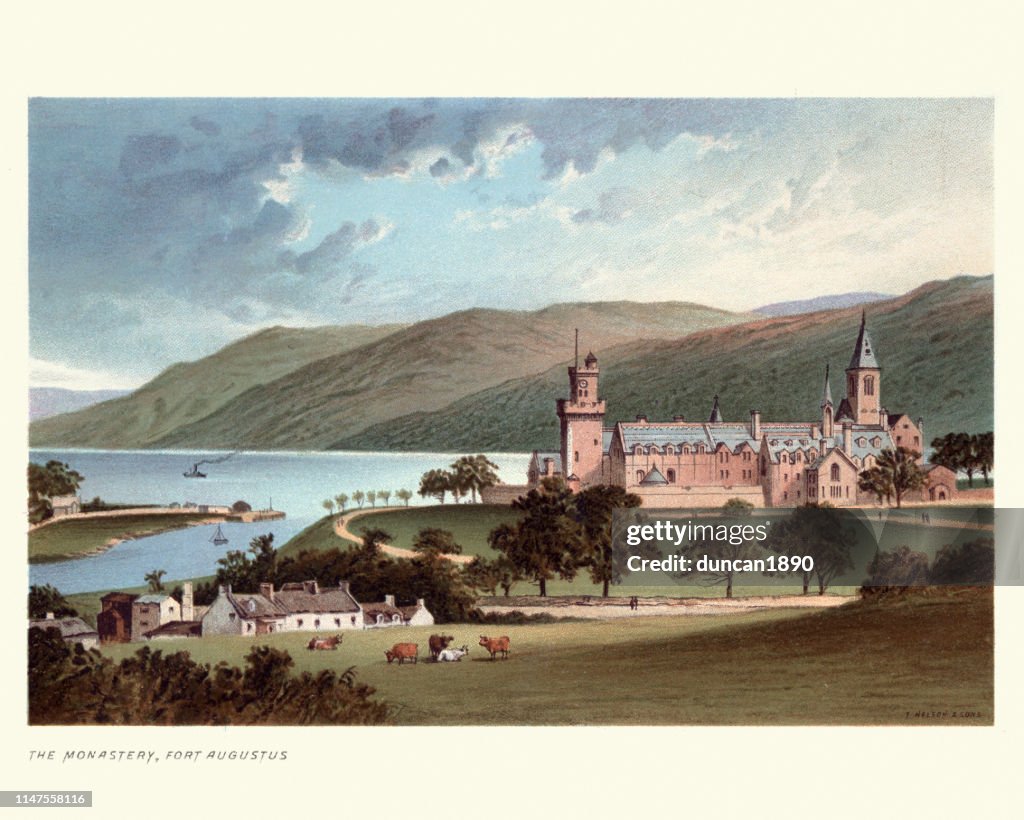 Scottish landscape, Fort Augustus Abbey, 19th Century