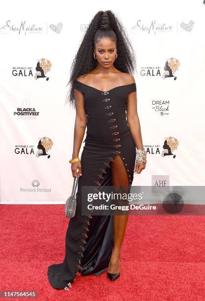 Taylour Paige arrives at the WACO Theater Center's 3rd Annual Wearable Art Gala at The Barker Hangar at Santa Monica Airport on June 1, 2019 in Santa...