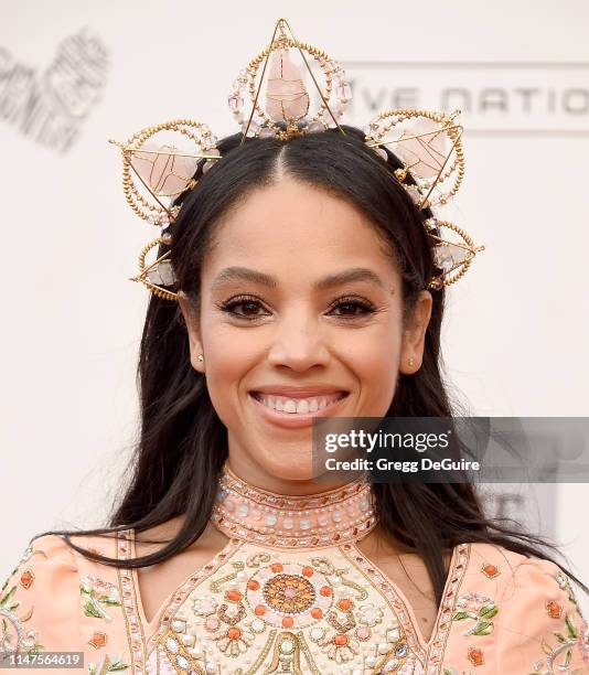 Bianca Lawson arrives at the WACO Theater Center's 3rd Annual Wearable Art Gala at The Barker Hangar at Santa Monica Airport on June 1, 2019 in Santa...