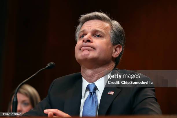Federal Bureau of Investigation Director Christopher Wray testifies before the Senate Appropriations Committee on the bureau's FY 2020 budget in the...