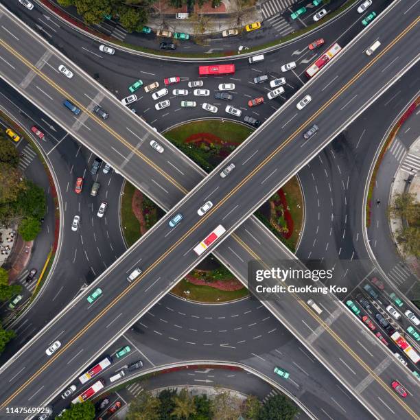 überführung in guangzhou - crossroad top view stock-fotos und bilder