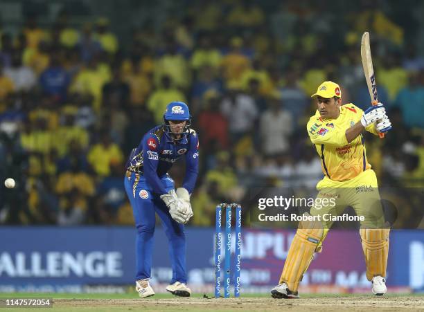 Ms Dhoni of the Chennai Super Kings bats during the India Premier League IPL Qualifier Final match between the Mumbai Indians and the Chennai Super...