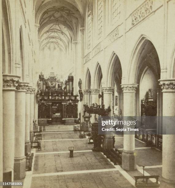 Liege, L'Eglise Saint-Jacques, vue interieure prise de l'orgue. Jules Queval, 1860 - 1880