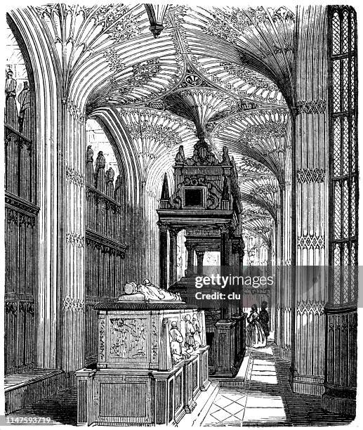 stockillustraties, clipart, cartoons en iconen met de kapel van henry vii in westminster abbey, londen - koning hendrik vii van engeland