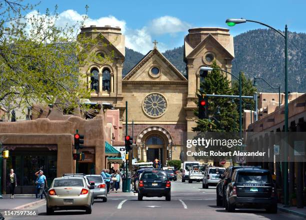 The Cathedral Basilica of St. Francis of Assisi is a landmark in downtown Santa Fe, New Mexico.